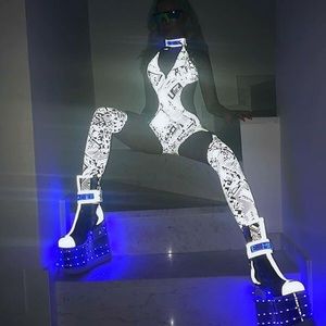 Dollskill/ClubEx Technosexxual reflective catsuit.